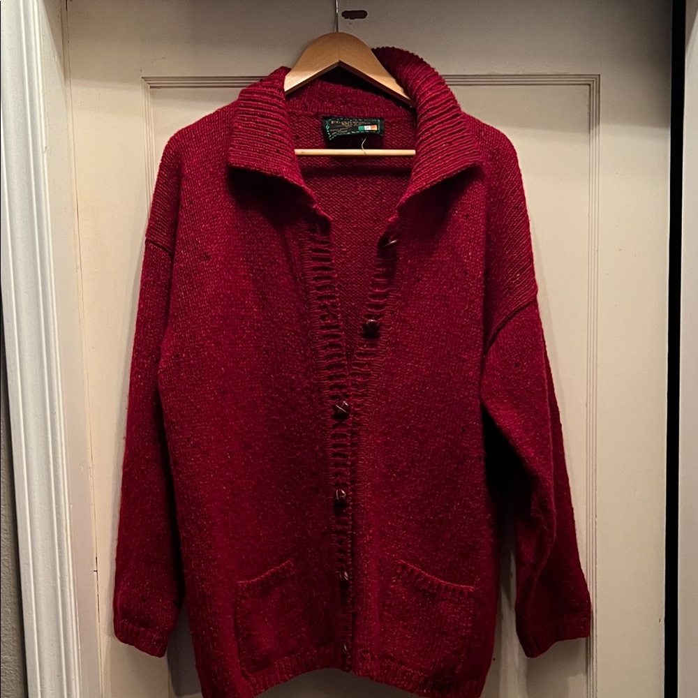 Vintage Flannery Ireland long wool cardigan sweater oversized